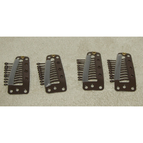 Wig Clips - Brown, Set of 4
